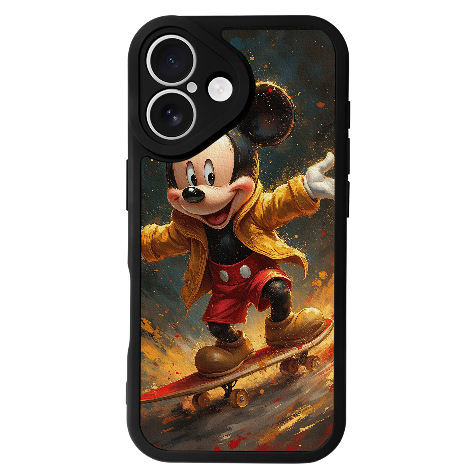 （画像用） ミッキーマウス Mickey Mouse 【iPhone 16シリーズ対応】シリコンスマホケース（レザー調） 材質：シリコン